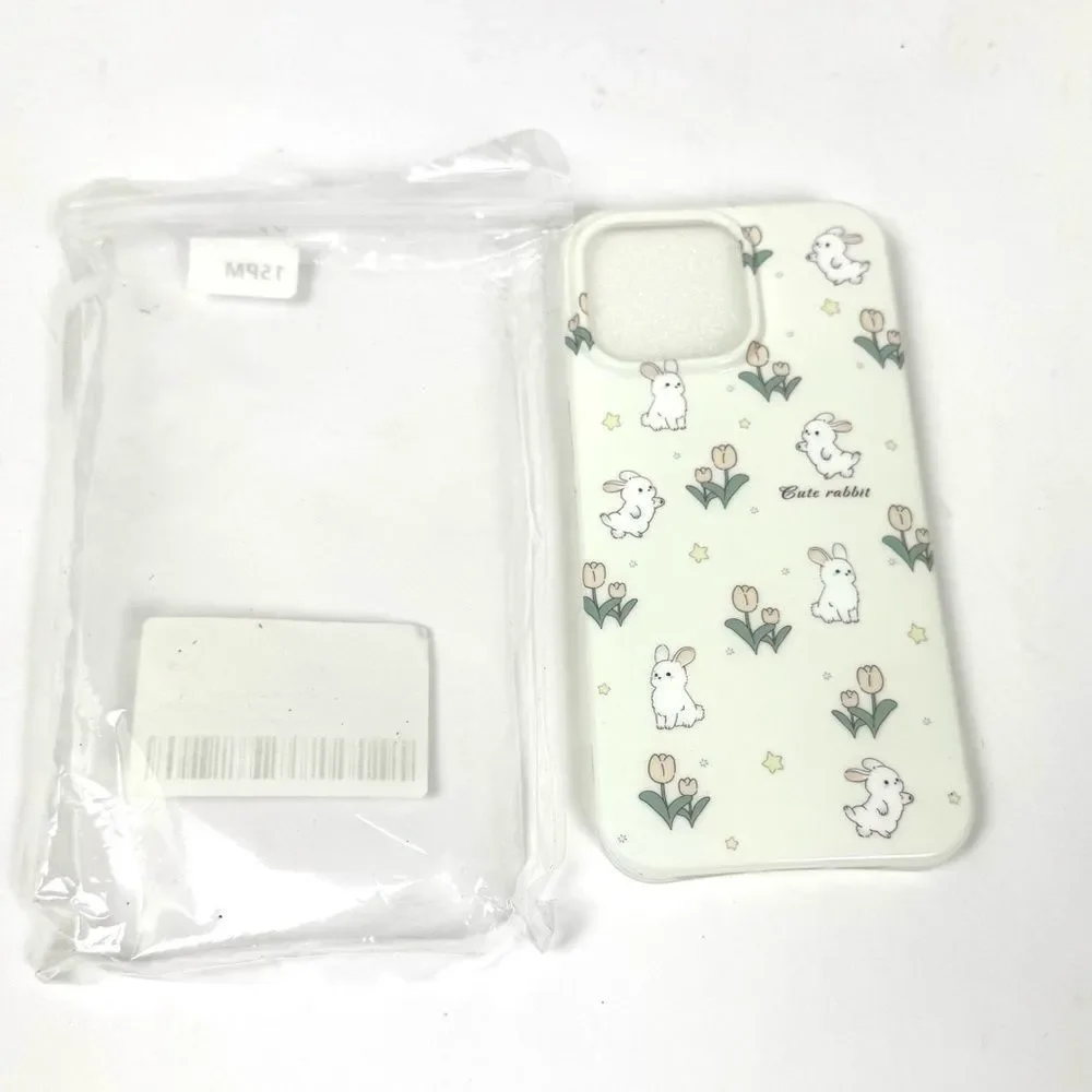 Cream White Floral Bunny Phone Case for iPhone 12 NEW